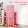 Qaba 7-in-1 Pikler Triangle Set, Foldable Wooden Climbing Toys with Arch, Ramp and Ladder for Toddlers 1-4 Years, Pink