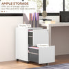 Vertical Steel Filing Cabinet on Wheels, 2-Drawer Lockable File Cabinet with Adjustable Hanging Bar for A4, Legal and Letter Size, White