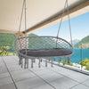 Patio Hammock Chair 2 Seat, Hanging Rope Hammock Swing Chair with Metal Frame and Cushion, Large Macrame Seat for Indoor and Outdoor 396 lbs Capacity, Dark Grey