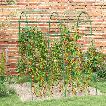 Arched Garden Trellis w/ Climbing Net Metal Cucumber Plant Trellis A-Frame for Climbing Plants 57