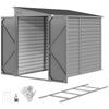 4.6' x 9' Steel Outdoor Storage Shed, Lean to Shed, Metal Tool House with Foundation Kit, Lockable Doors, Gloves and 2 Air Vents for Backyard, Patio, Lawn