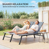 Chaise Lounge Chair for 2 Person, Outdoor Lounge Chair with 5-Position Adjustable and Wheels