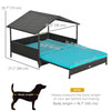 Outdoor Dog House Extendable Wicker Dog Bed with Soft Cushion Washable Cover, for Small and Medium Dogs, Blue