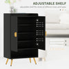 Entryway Shoe Storage Cabinet, Narrow Shoe Cabinet with Adjustable Shelves and Open Shelf for 15 Pairs of Shoes, Black