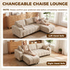 Sectional Couch with Integrated Seat, 3 Seater L-Shaped Sofa with Changeable Chaise, Spring Cushion, 2 Pillows, Beige