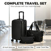 3-Piece Luggage Set, Expandable Carry On Suitcase Set with Travel Duffel Bag, Toiletry Bag, TSA Lock, Hard Shell, Black
