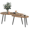 2 Pieces Coffee Table Set for Living Room, Industrial Nest of Tables with Steel Legs, Brown