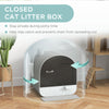 Cat Litter Box with Lid, Removable Tray, Scoop, Filter, Light Grey