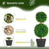 Artificial Boxwood Topiary Tree Set of 2, Faux Boxwood Ball Trees in Pot, Fake Plant for Indoor Outdoor Decor, Green