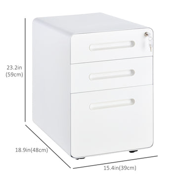 Lockable File Cabinet, Steel Filing Cabinet on Wheels for Legal, A4, Letter Size, Home Office