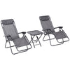 Zero Gravity Chair Set of 2 Patio Chair with Side Table Cupholders and Pillows for Pool, Backyard, Lawn, Dark Grey