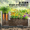2 Tier Galvanized Raised Garden Bed, Steel Planter Box for Vegetables, Flowers, Herbs, 47