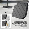 9.7 ft Offset Patio Umbrella with Water/Sand Fillable Weights, Garden Hanging Parasol with Locking Latch, Khaki
