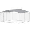Dog Kennel Outdoor, Heavy Duty Playpen with Secure Lock, Cover, for Backyard & Patio, 13.1' x 13.1' x 7.5'