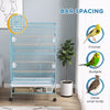 52'' Large Rolling Steel Bird Cage Bird House with Rolling Stand, Storage Shelf, Wood Perch, Food Container, Light Blue