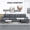 U Shape Couch with Double Chaise Lounge, Modern 4 Seater Sofa with Wooden Legs, Fabric Sofa for Living Room