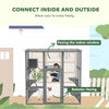 Outdoor Cat Enclosure Window Box with Weatherproof Roof, Bridge, Resting Box, Platforms, for 2 Kittens, Grey