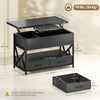 Modern Coffee Table, Lift Top Center Table with Fabric Drawers and Hidden Storage for Living Room, Distressed Black