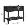 Wooden Raised Garden Bed, Elevated Planter Box with Storage Shelf, Drainage Holes and Liner, 34
