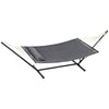 2 Person Hammock Quilted Double Hammock with Stand Pillow Spreader Bars for Outdoor Camping Beach, Dark Grey