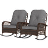 Outdoor Wicker Rattan Rocking Chair Set of 2, Patio Rocker with Thick Cushions for Garden Backyard Porch, Grey