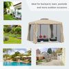 10' x 10' Deck Gazebo with Curtains & Mesh Screen Drapes, Double Roof Canopy Polyester Shade for Backyard Garden