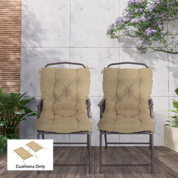Set of 2 Garden Chair Cushions Seat Pad with Backrest for Sunbeds, Rocking Chairs, Loungers, Outdoor & Indoor Use