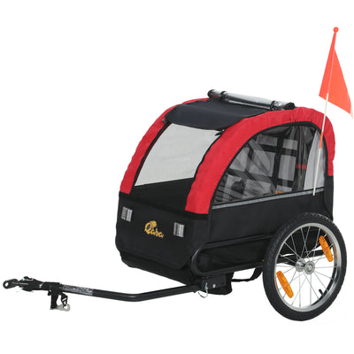 Qaba Bike Trailer for Kids, Baby Bicycle Trailer with 5-Point Harness, 16