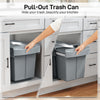 Pull Out Trash Can Under Cabinet, 10.6 Gallon (40L) Slide Out Garbage Can with 2 Removable Compartments, Grey