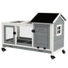 Rabbit Cage with Wheels, Ramp, Run, Tray for Indoor Outdoor, Suitable for Rabbit, Guinea Pig, Grey