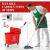 Compact Mop Bucket with Wringer, Mop Bucket on Wheels for Floor Cleaning, 5 Gallon, Separate Dirty and Clean Water, Red