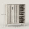 Shoe Storage with Double Doors and Open Shelves 17 Pair Shoe Storage Organizer for Entryway Hallway Light Grey