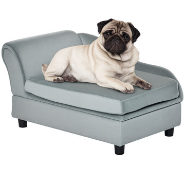Pet Sofa Dog Couch Chaise Lounge Pet Bed with Storage Function Small Sized Dog Various Cat Sponge Cushioned Bed Lounge, Black