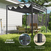 10x7ft Pergola with Retractable Roof Outdoor Patio Sun Shelter Garden Grape Tent Water-resistant Yard Shade