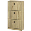 Shoe Storage Cabinet Organizer for 18 Pairs of Shoes with 3 Flip Drawers and Adjustable Shelves, Dark Walnut