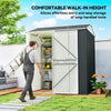 7' x 6' Tall Outdoor Storage Shed, Waterproof Metal Garden Shed with Gloves, Lockable Door, Silver, Dark Grey
