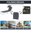 Outdoor Lounge Chair, Adjustable Folding Chaise Lounge,  Tanning Chair with Sun Shade for Beach, Camping, Hiking, Backyard, Grey