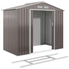 7' x 4' x 6' Garden Storage Shed Outdoor Patio Metal Tool Storage House w/ Foundation Kit and Double Doors