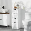 4-Drawer Bathroom Cabinet, Freestanding Narrow Storage Cabinet with Groove Handles for Small Spaces, White