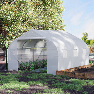 11.5'x9.8'x6.6' Portable Walk-In Tunnel Greenhouse Garden Warm House - White