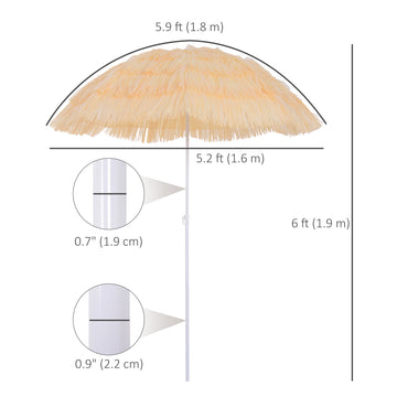 6FT Beach Umbrella Tilt Sunshade Height Adjustable Outdoor Market Patio Yard Crank Deck Sun Shade, Multi-color
