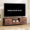 TV Stand for TVs up to 70 Inch, Industrial TV Console with Charging Station, 5 Drawers and Open Shelves, Rustic Brown