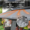 10' x 20' Patio Gazebo, Outdoor Gazebo Canopy Shelter with Netting, Vented Roof for Garden Dark Grey