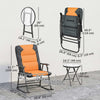 3-Piece Outdoor Foldable Rocking Chair Set, Orange