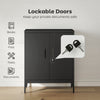 Office Storage Cabinet with Lock, Filing Cabinet with Adjustable Shelves and Doors for Home Office, Garage, Black