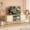 TV Stand Cabinet for TVs up to 55 Inches, Entertainment Unit with Storage Shelves and Wood Legs for Living Room