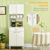 Modern Kitchen Buffet with Hutch Wooden Storage Cupboard with Microwave Counter 2 Cabinet and Drawer for Dining Room Living Room, White