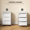 3-Drawer File Cabinet with Wheels, Vertical Filing Cabinet with Lock, White