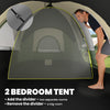Camping Tent for 6-8 Man with 2000mm Waterproof Rainfly and Carry Bag for Fishing Hiking Festival, Dark Green