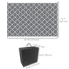 Waterproof  Outdoor Rug, 6' x 9' RV Rug Reversible Mat for Backyard, Deck, Picnic, Beach, Camping, Grey & White Net